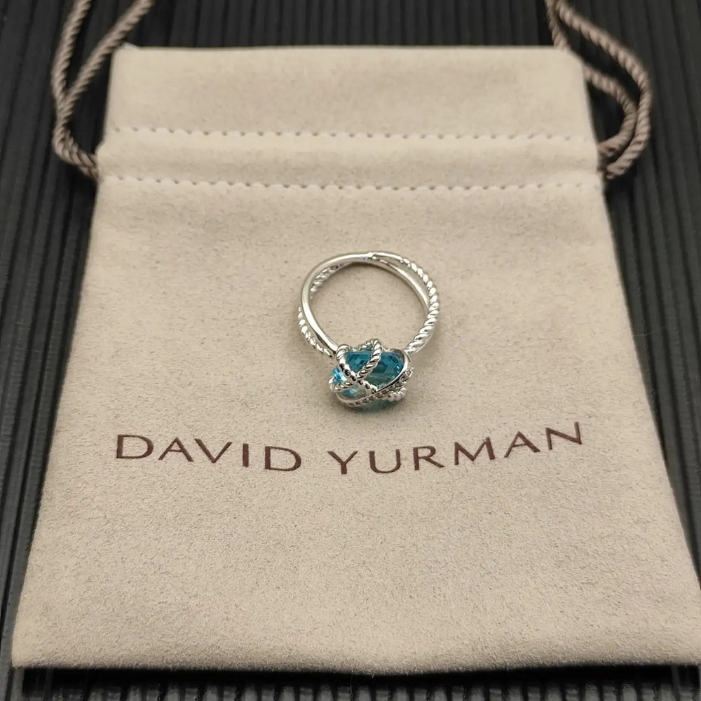 David Yurman Hexagonal Blue Diamond Ring